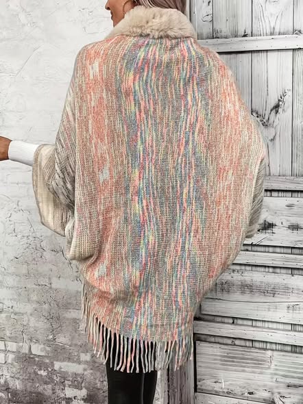 Color Fur Trim Cardi