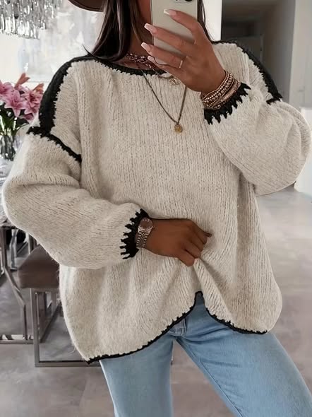 Whip Stitch Trim Sweater