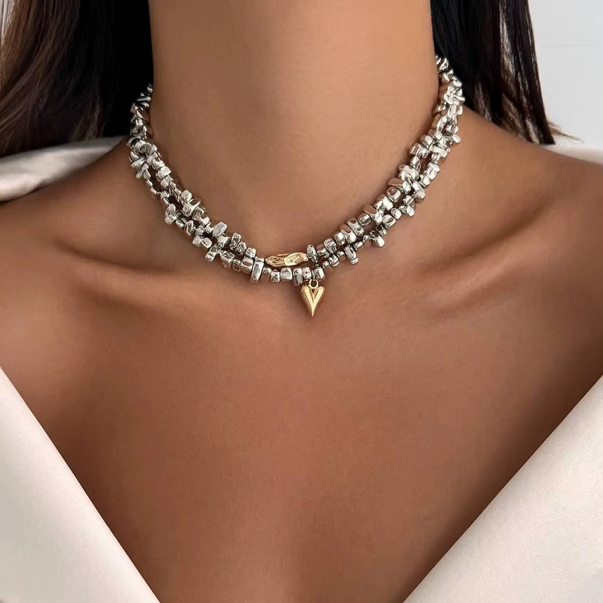 Heart Charm Beaded Necklace