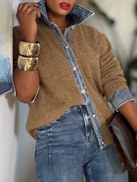 Distressed Denim Cardi