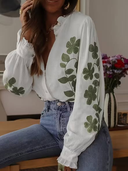 Embroidered Clover Blouse