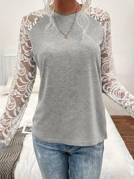 Lace Sleeve Jersey Top