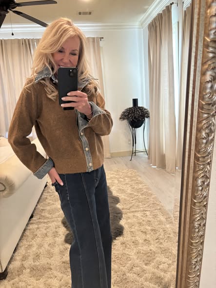 Distressed Denim Sweater