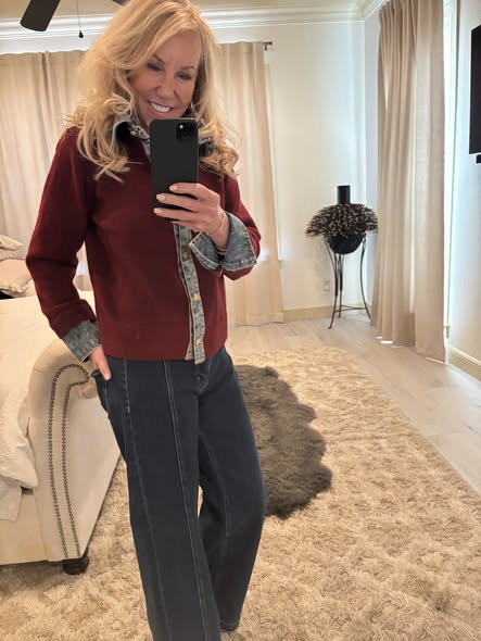 Distressed Denim Sweater