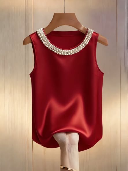 Satin Pearl Neck Tank