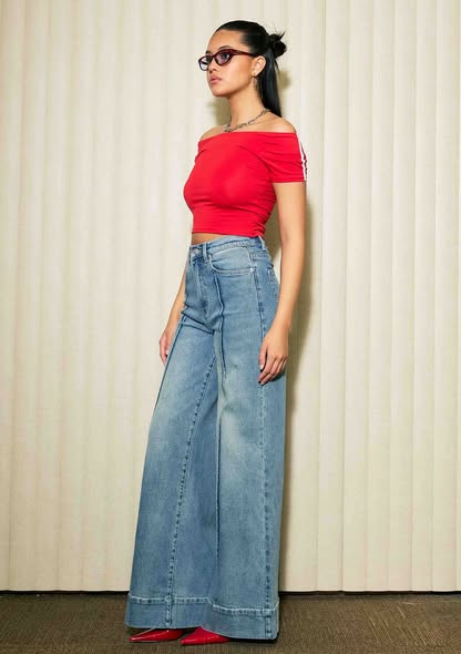 Pintuck Denim Jeans