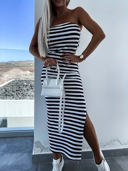 Strapless Stripe Dress