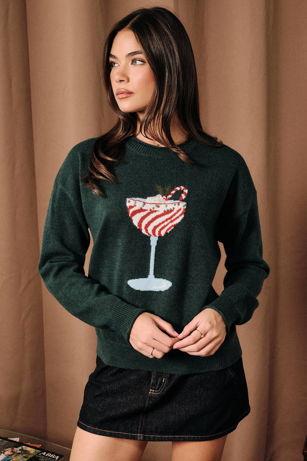 Holiday Cocktail Graphic Crew Neck Sweater