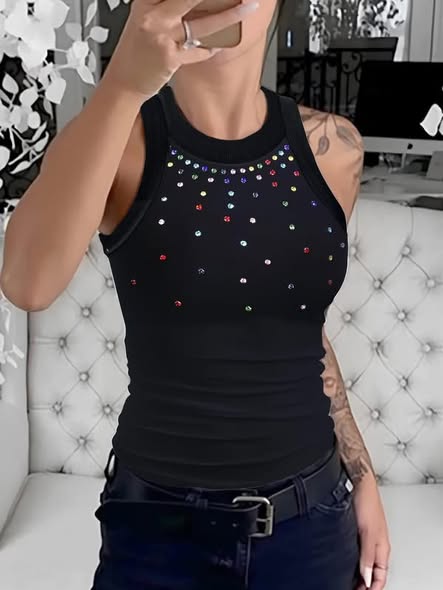 Rhinestone Rib Tank