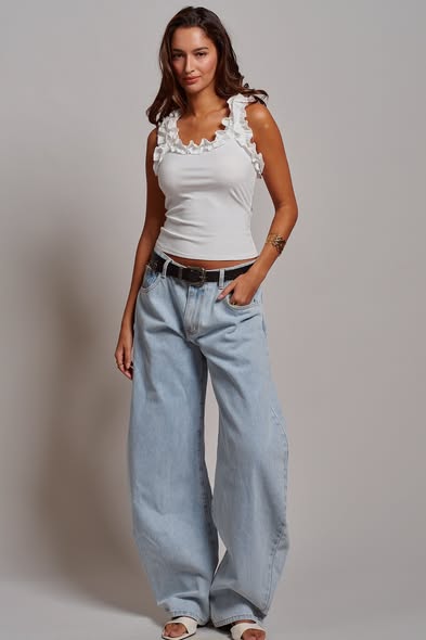 LUXE Micro Rib Ruffle Tank