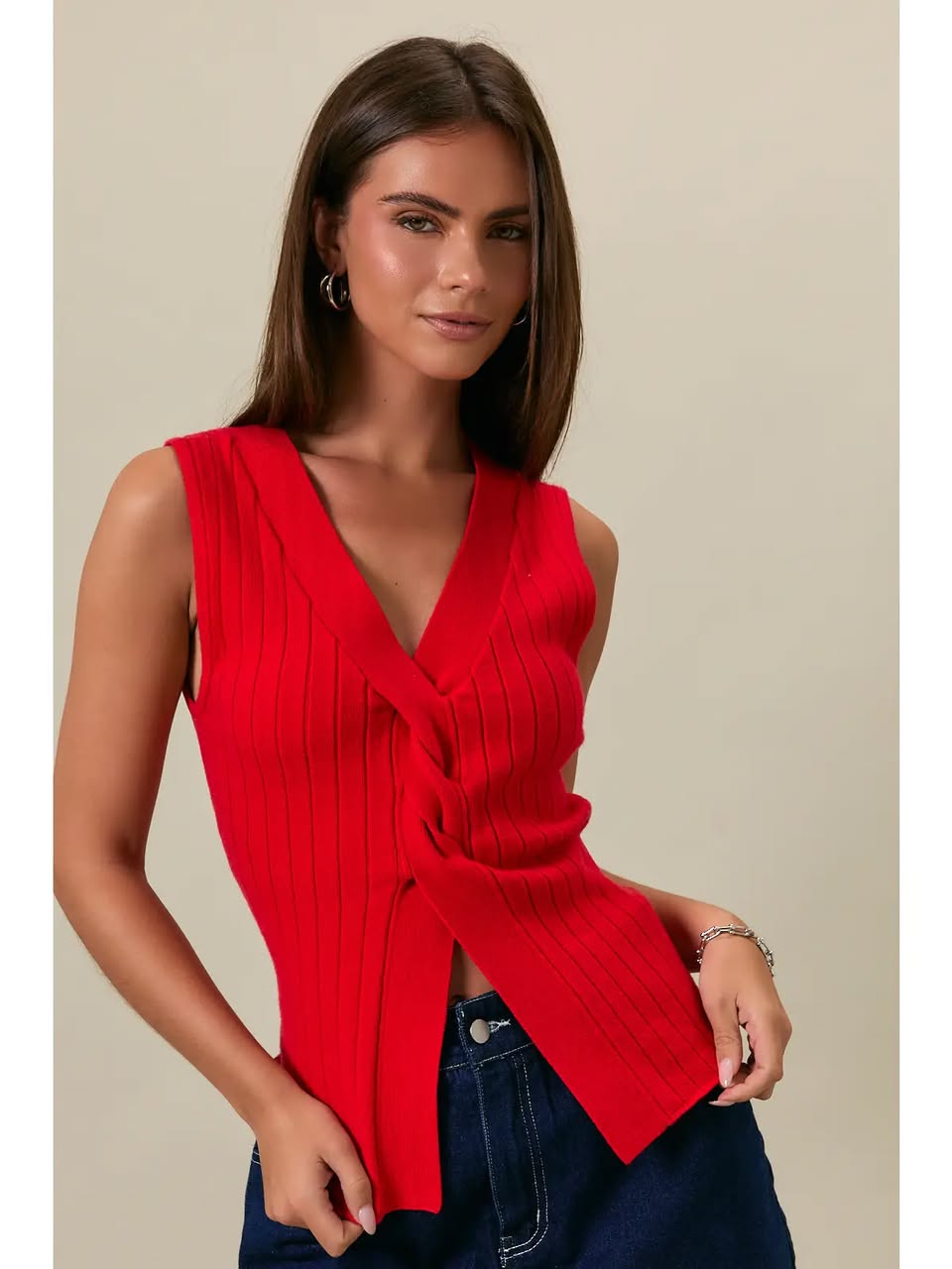 Red Twist Knit tank