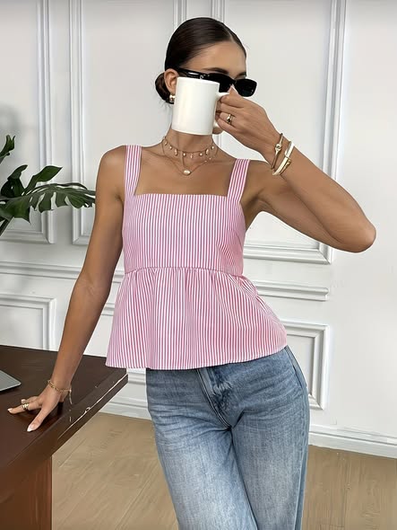 Stripe Tie Back Top
