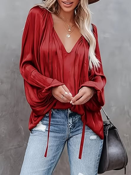 Satin Pleated Blouse
