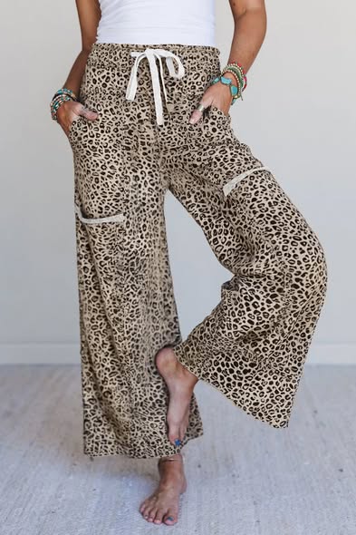 Wide Leg Leopard Pants