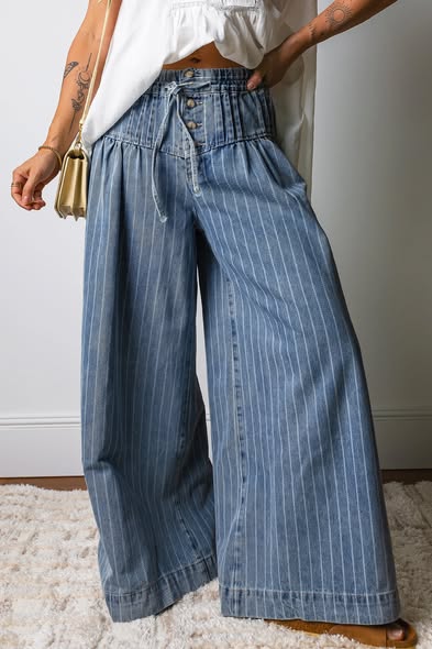 Pinestripe Wide Leg Pant