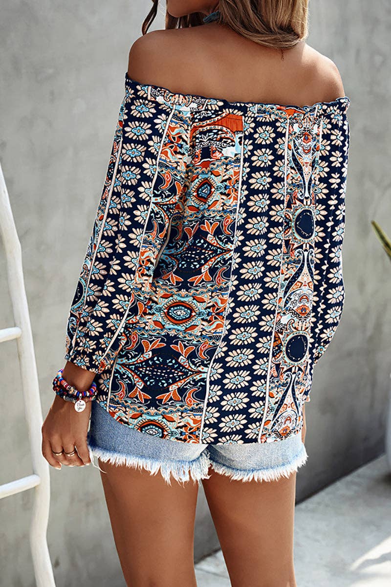 Graphic Off Shoulder Top