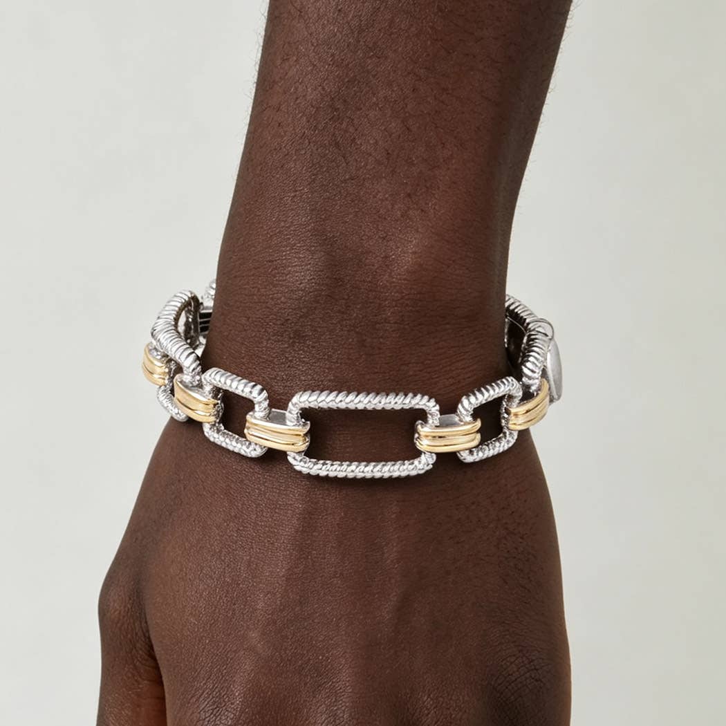 Gold Silver Twisted Link Chain Bracelet