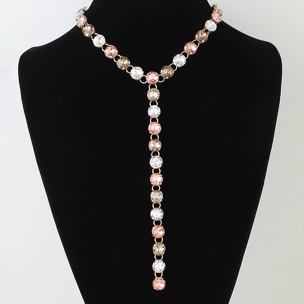 Crystal Rhinestone Y-Drop Lariat Necklace