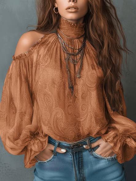 Paisley Mock Neck Blouse