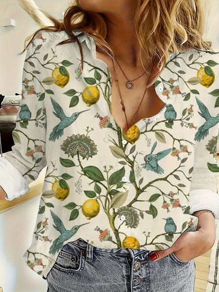 Summer Citrus Hummingbird Blouse