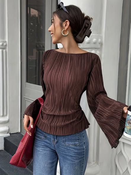 Crinkle Lace Up Blouse