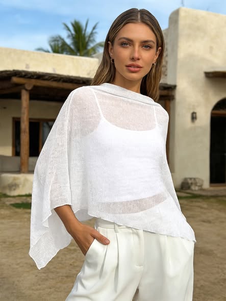 3/4 Sleeve Sheer Shawl