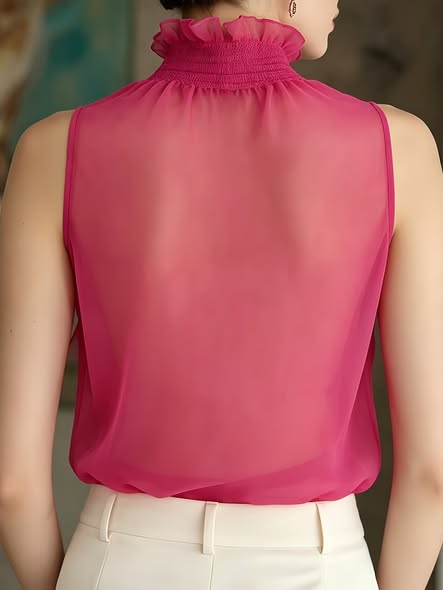Chiffon Cascading Ruffle Blouse