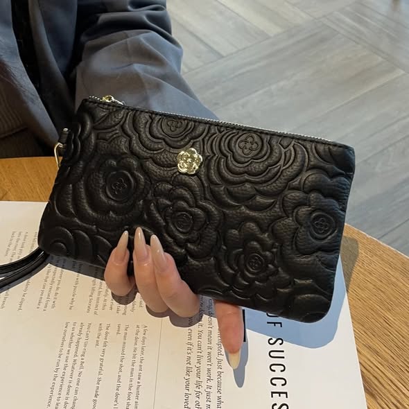 Embossed Genuine Leather Wristlet