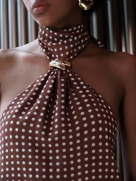 Wrap Neck Dot Top