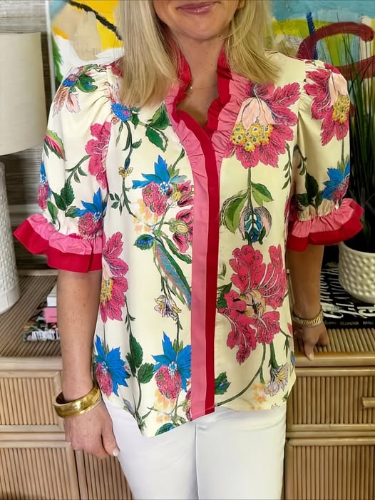 Floral Ruffle Tunic