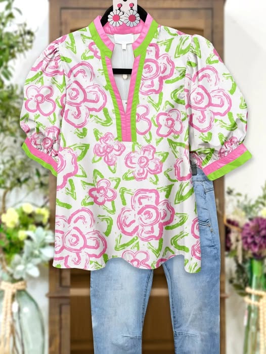 Floral Puff Sleeve Blouse