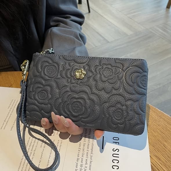 Embossed Genuine Leather Wristlet