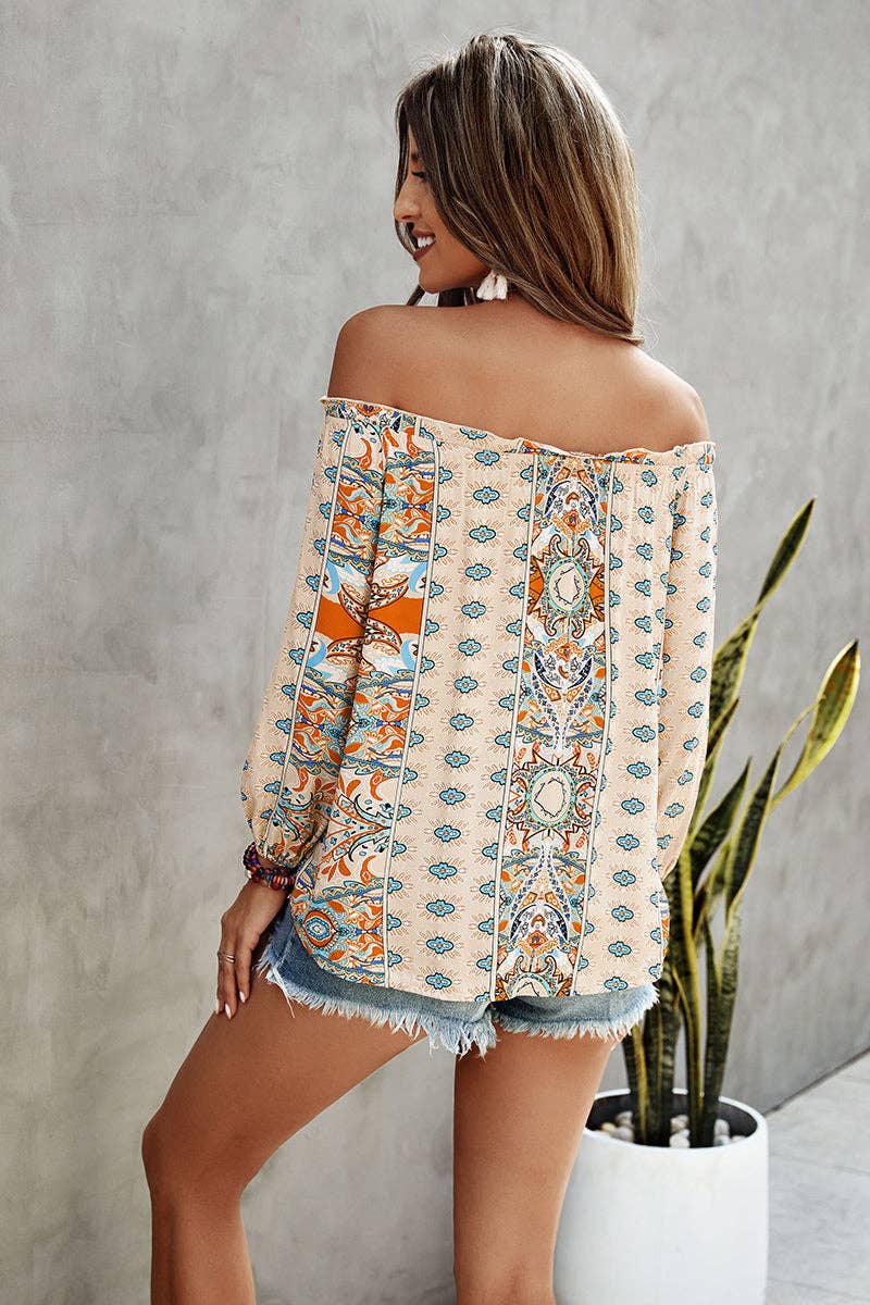 Graphic Off Shoulder Top