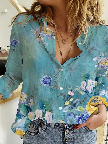Semi Sheer Floral Blouse