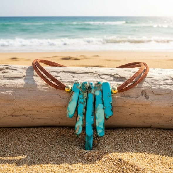 Turquoise Leather Necklace
