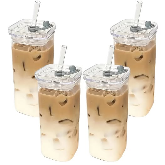 13oz Square Glass Cups ( 4 )
