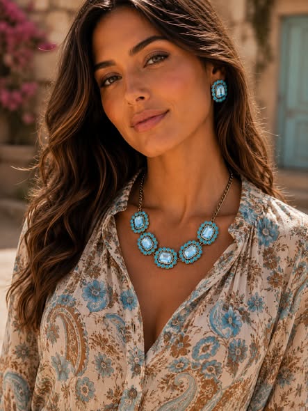 Turquoise Western Necklce Earring