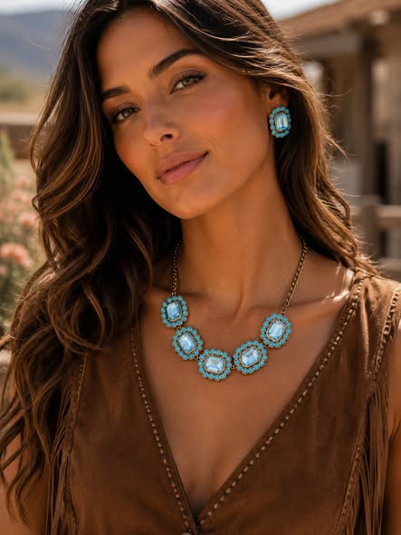 Turquoise Western Necklce Earring