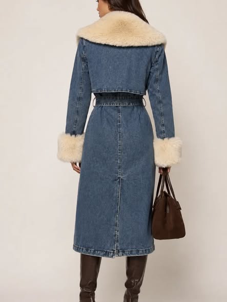 Fur Colar Denim Coat