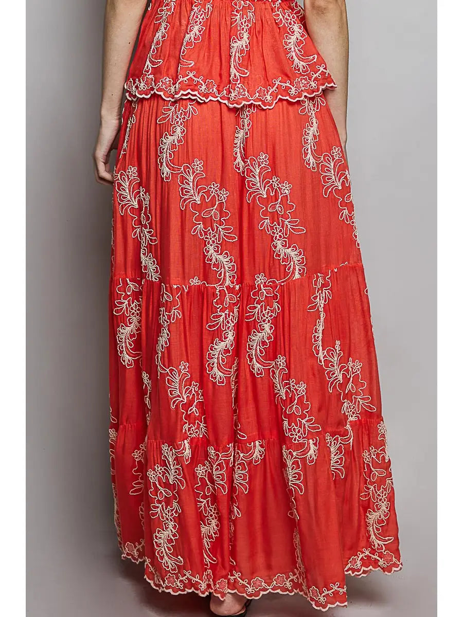 Embroidered Maxi Skirt