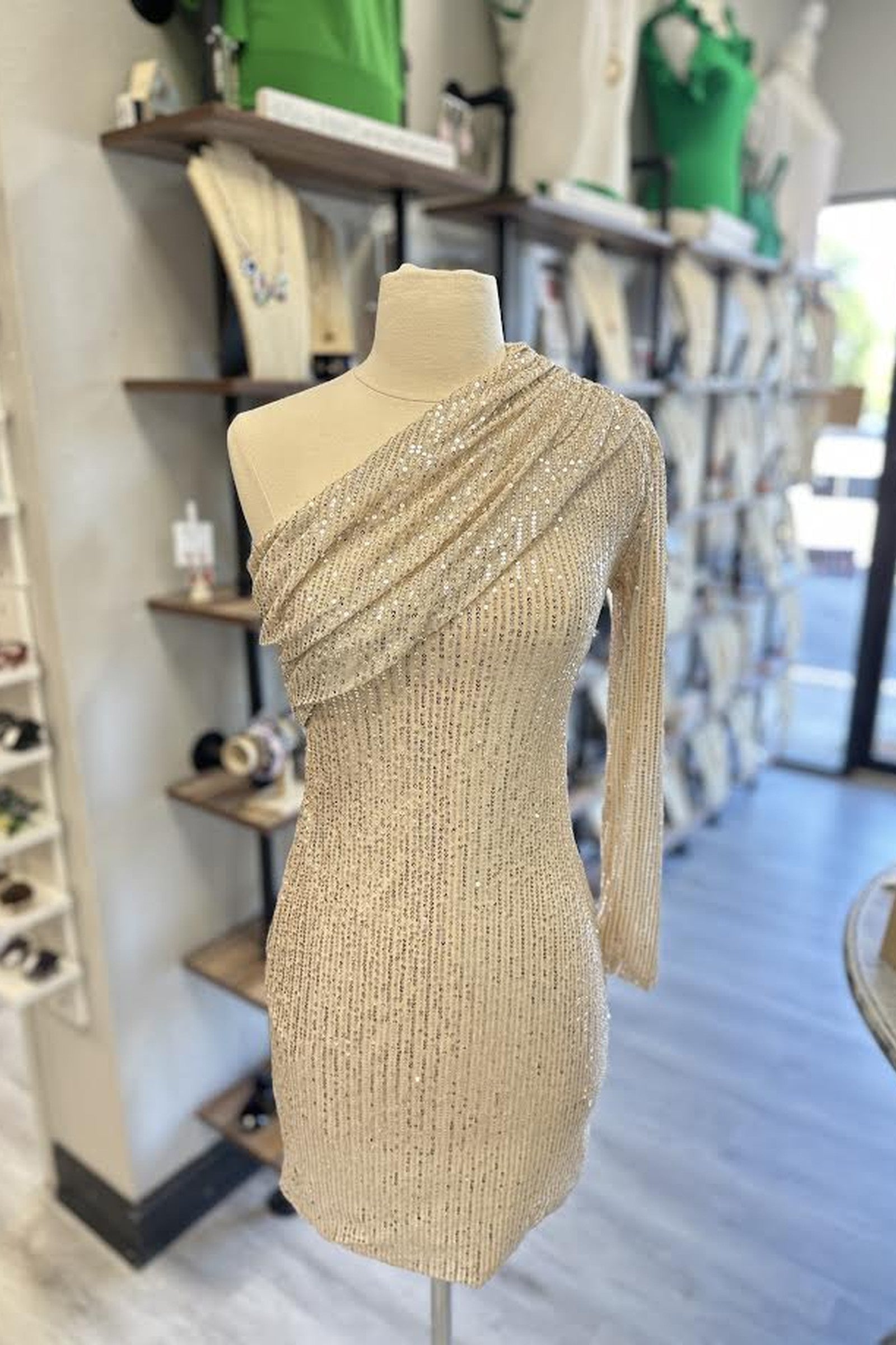 One Shoulder Sequin Dress