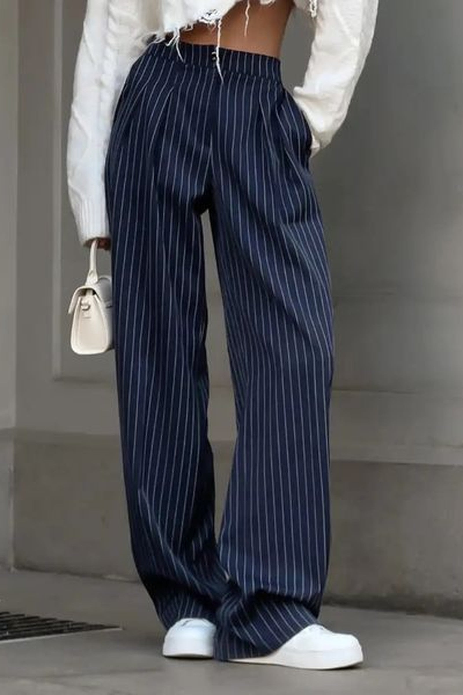 Navy Pin Stripe Pants