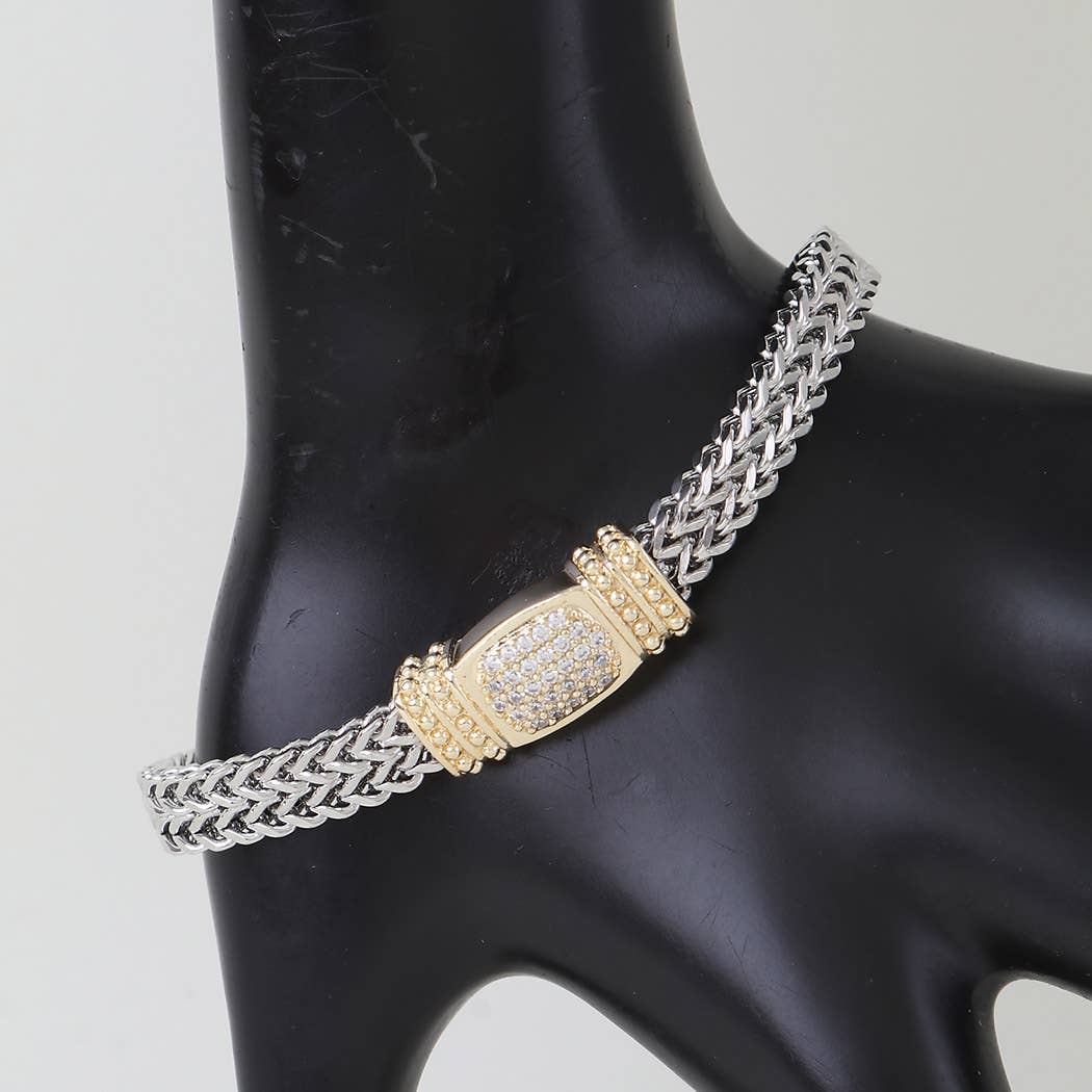 Two Tone Cubic Zirconia Magnetic Bracelet