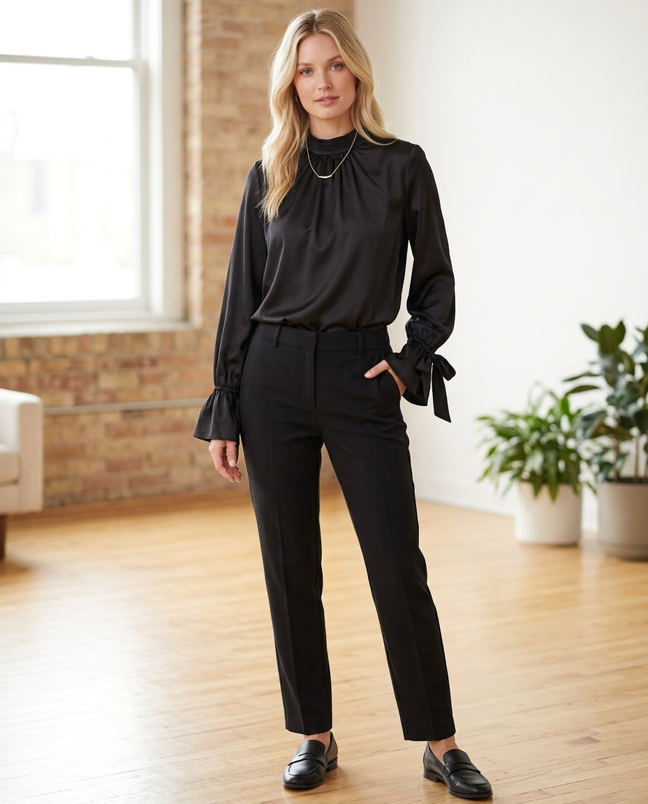 Satin Puff Sleeve Top