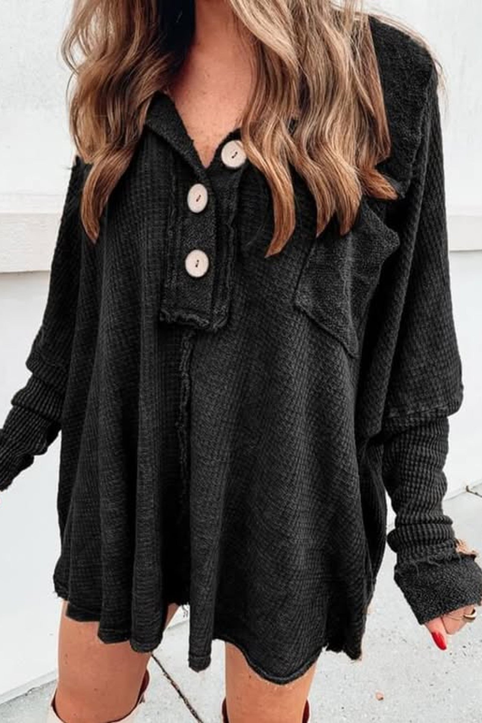 Oversized Waffle Tunic