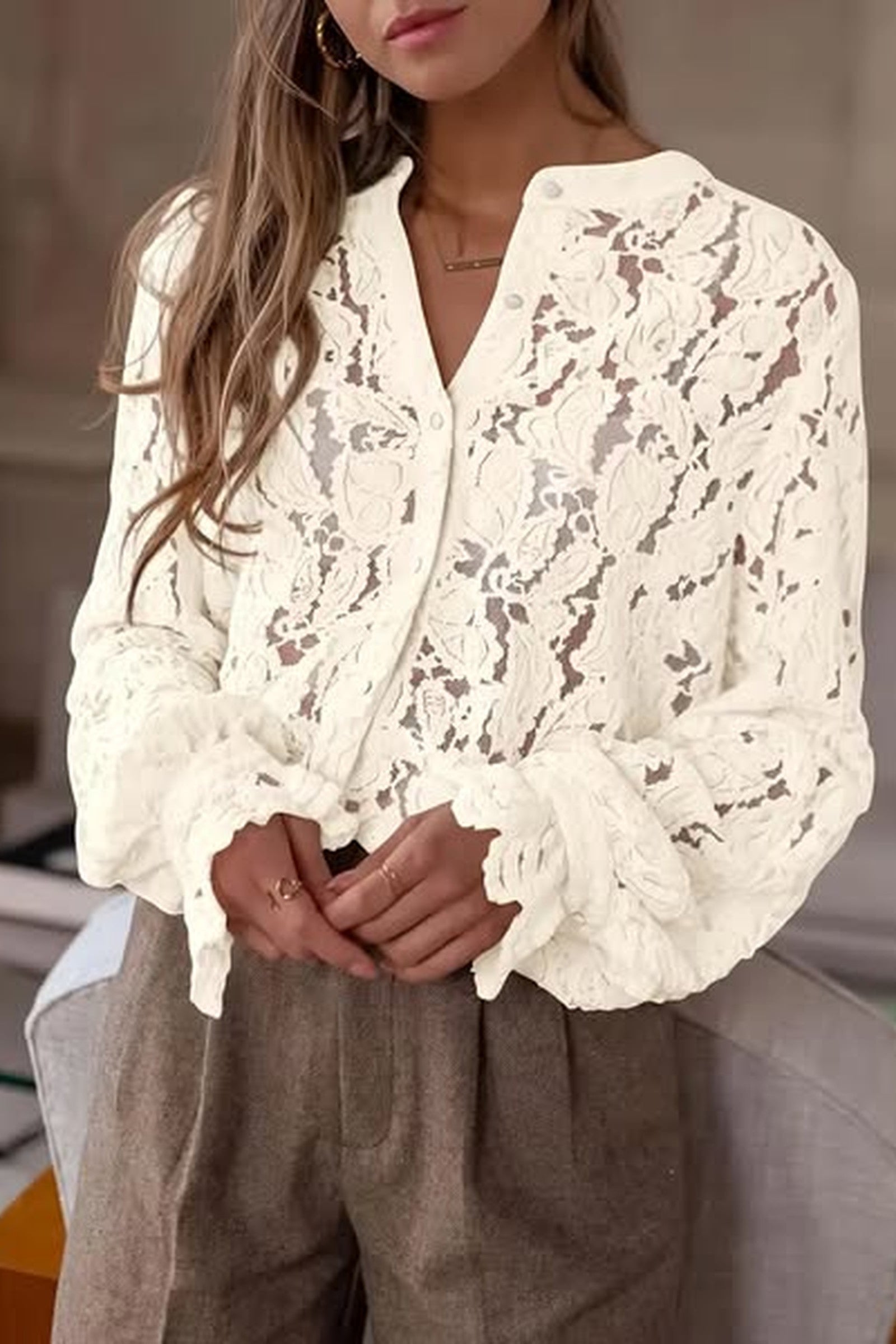 Lace Button Blouse