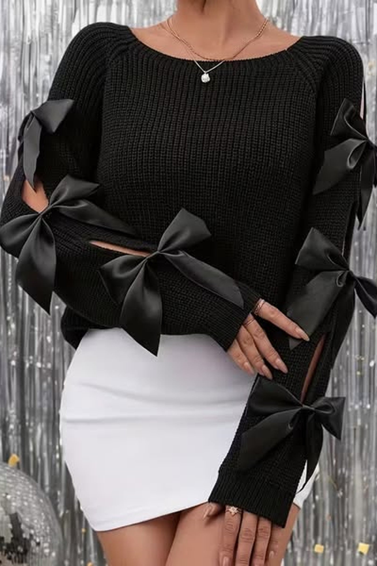 Satin Bow Sweater