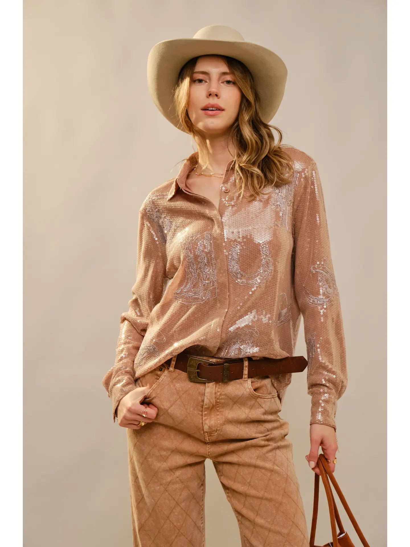 western sequin blouse