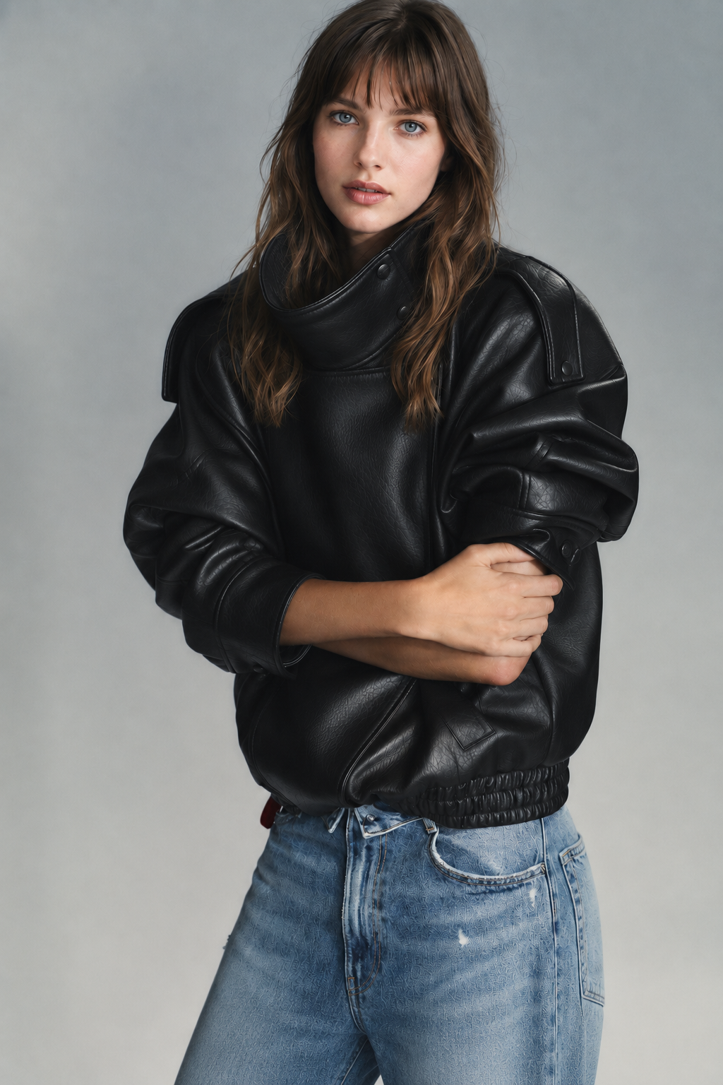 Oversized Leather Biker Jacket