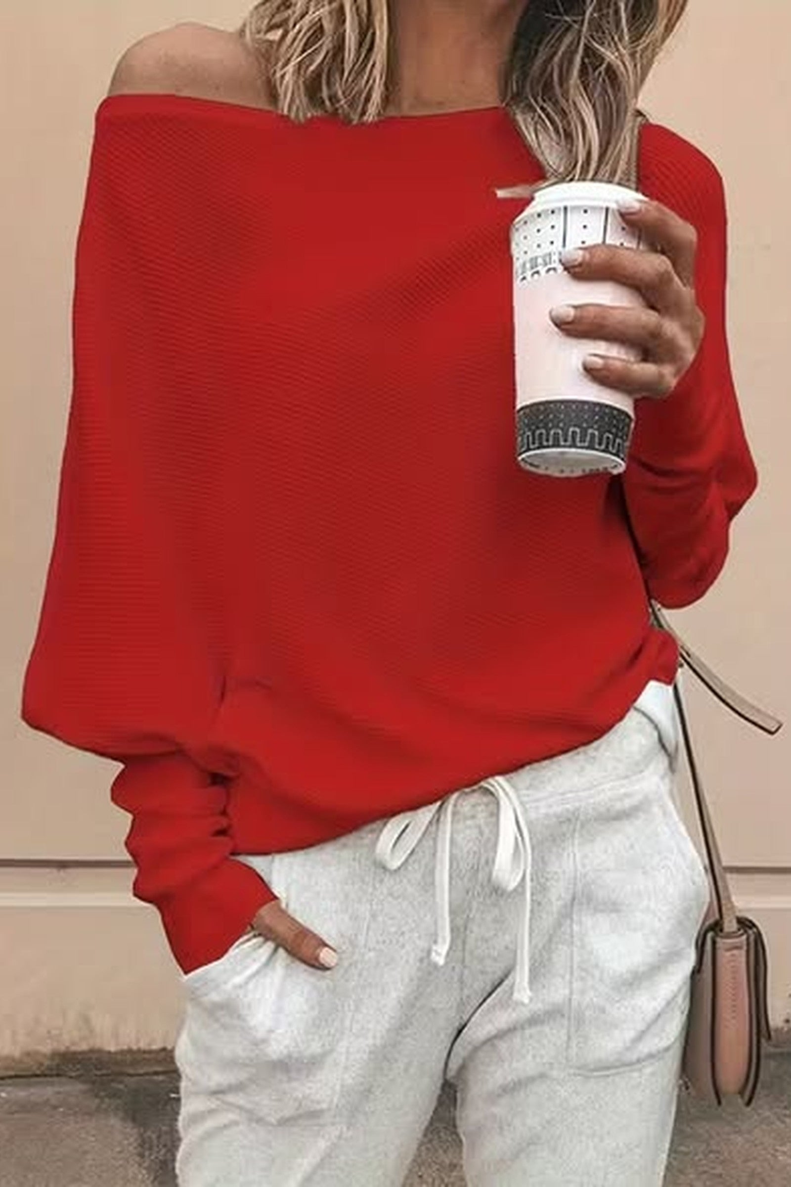 Off Shoulder Rib Sweater